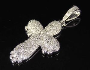 Pendentif Croix Iced Out en Moissanite Ronde Taille Brillant, Argent 925 Plaqué Rhodium, Bijou Chrétien Religieux, Pendentif Hip-Hop Bling - Product Image 5