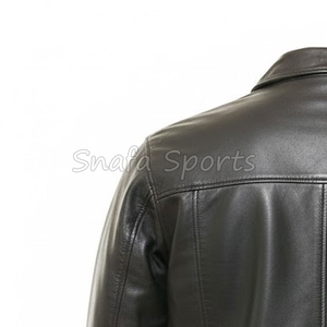 High Quality Classic Biker Motorcycle Slim Fit Windproof Breathable Black Leather Jacket For Men's In Wholesale Price - Product Image 6