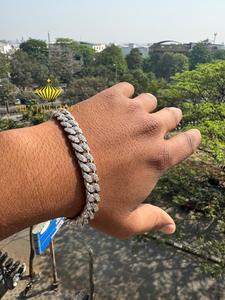 Bracelet chaîne à maillons créatif en moissanite VVS sertie de diamants pour homme, bijoux hip-hop, 10 mm, or, argent 925, bijoux de fête - Product Image 2