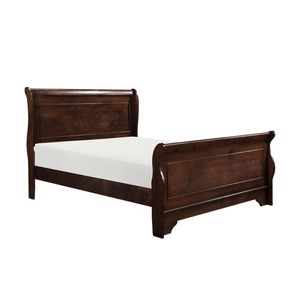 Letto Matrimoniale in Stile Tradizionale con Finitura in Ciliegio Scuro, Elegante Arredamento per Camera da Letto in Legno - Product Image 1