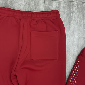 Conjunto de Sudadera con Capucha y Pantalones Acampanados Vintage Desgastados con Cremallera y Lavado Ácido para Hombre, Estilo Urbano con Pedrería, Personalizado OEM - Product Image 5