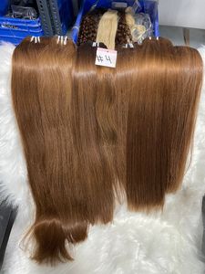 Extensions de cheveux humains Remy brésiliens brun clair, naturels, soyeux et lisses, qualité supérieure, sans perte, texture naturelle - Product Image 5