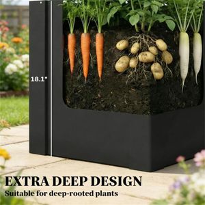 Jardinière surélevée noire pour l'extérieur et bac de plantation pour pots de fleurs - Product Image 4