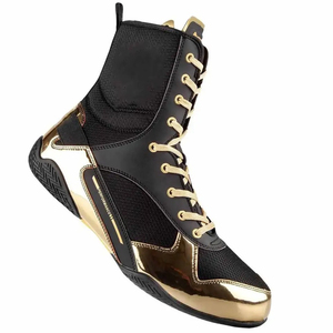 Chaussures de boxe en maille noire et or, à lacets, montantes, respirantes, pour l'entraînement, à prix abordable et avec service OEM ODM - Product Image 4