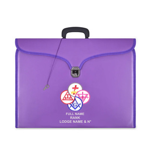 Estuche para Mandil de Piel de Cordero Morada York Rite, Maletín Personalizado para Regalia Masónica, Estuche Bordado de Cuero en Varios Tamaños - Product Image 1