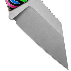 Couteaux à lame fixe noir, rose, bleu, vert, orange, argent avec manche à motif tourbillonnant brillant, lame angulaire satinée et étui noir. - Product Image 2