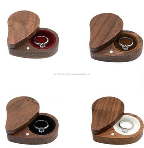 Wholesale Single Black Walnut Rectangle Square <b>Magnetic</b> Closure Small Portable Wooden Jewelry Ring Storage Box - Product Image 3