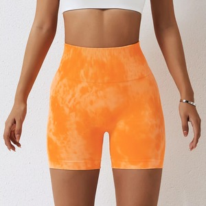 Shorts de yoga taille haute personnalisés pour femmes, respirants, en maille, avec poches, effet délavé, pour le yoga, le cyclisme et les loisirs - Product Image 3