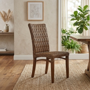 New Modern Minimalist Chunky Woven Rattan <b>Dining</b> Chair Wood Eco-Friendly Kitchen Restaurant Seating Furniture Accent <b>Armchair</b> - Product Image 3