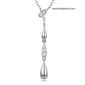 Collar Lariat de Plata 925 con Moissanita en Forma de Gota, Cadena con Colgante Chapado en Rodio, Joyería para Regalo de Boda o Fiesta - Product Image 2