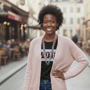 Lanière rose scintillante tressée avec strass, élégante et durable, accessoire de mode pour le cou - Product Image 3