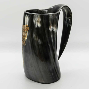 Jarra de Cuerno de Búfalo 100% Natural, Ecológica, Pulida, Diseño Vikingo para Beber Vino o Cerveza, Fiestas, Bodas, FAIZA CRAFT - Product Image 3