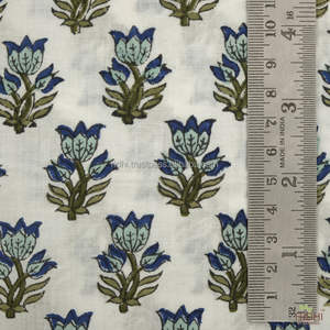 Tela de algodón con estampado de bloque de mano Floral de oliva azul de alta calidad, textil indio ligero suave para vestido, acolchado, decoración - Product Image 3