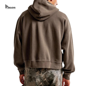 Hoodie zippé court et ample pour homme en molleton de coton French Terry 450 g/m² de haute qualité, style streetwear - Product Image 4