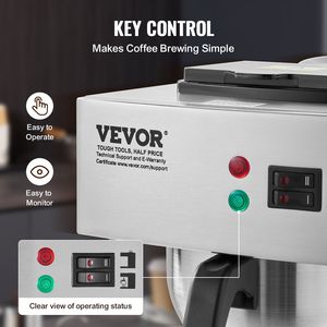 12 tazze di caffettiera elettrica a goccia commerciale con 2 caraffe di vetro e 2 scaldini per uso ufficio - Product Image 4