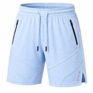 Shorts de sport pour hommes, haute qualité, 180g, en polyester tricoté, séchage rapide, respirant, taille mi-haute, avec cordon de serrage et fermeture éclair - Product Image 2