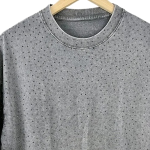 T-shirts pour hommes en toile de polyester respirante à col rond, coupe régulière, séchage rapide, avec logo personnalisé et strass, service OEM - Product Image 6