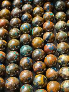 ลูกปัดหินอะซูไรต์ธรรมชาติทรงกลม สีน้ำตาล น้ำเงิน ส้ม สวยงาม คุณภาพดี เหมาะสำหรับทำเครื่องประดับ - Product Image 4