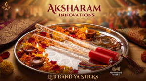 Palos de Dandiya Reutilizables de Alta Calidad AKSHARAM INNOVATIONS, Palos de Burbuja Acrílicos Transparentes con Efecto de Destello Multicolor - Product Image 1