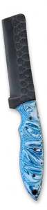 Cuchillo de Cocina Negro DIY OEM de Acero Forjado a Mano de Alto Contenido de Carbono con Mango de Resina Azul y Blanca con Diseño Ondulado - Product Image 6
