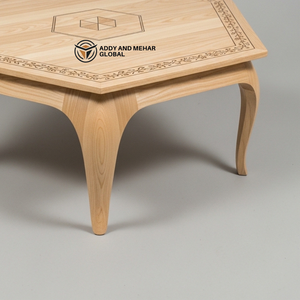 Elegant Industrial Hexagonal Solid Wood <b>Stool</b> <b>Low</b> Coffee Table Hand-Engraved Floral Border Modern Ash Wood Bedroom - Product Image 4