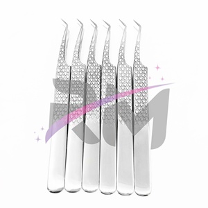 Pince à épiler RMI 45 degrés en acier inoxydable argenté, pointe en fibre personnalisable, texture lisse, longueur 10 mm - Product Image 1