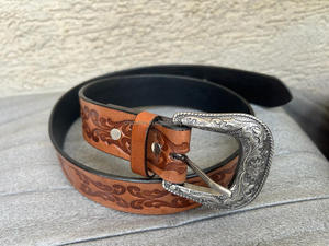Ceinture à boucle ardillon de marque de luxe en gros Ceinture en cuir de vache véritable pour hommes Ceintures en cuir de vachette occidentales usinées à la main de haute qualité - Product Image 3