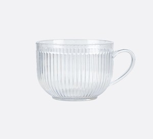 Tasse à thé en verre transparent à nervures avec poignée, tasse rayée à paroi simple pour le thé de l'après-midi - Product Image 1