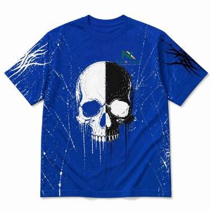 Custom <b>Grunge</b> Split Skull Print T-Shirt Men Streetwear Graphic Tee Aggressive Oversized <b>Top</b> - Product Image 3