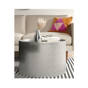 Mesa de centro de metal estilo granja rústica moderna con tapa de madera diseño industrial hecho a mano para salón de oficina en casa - Product Image 1