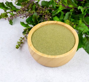 Poudre de feuilles de Tulsi biologique (Basilic sacré) 99% pur, extrait végétal de qualité alimentaire |   Séché à l'air chaud |   Gujarat cultivé de manière durable | - Product Image 1