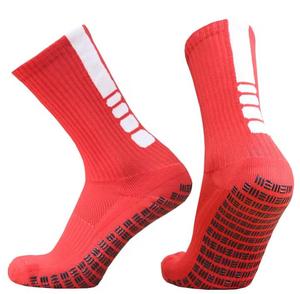 Chaussettes de sport de compression pour hommes, longueur mi-mollet, en tricot de spandex respirant, avec logo sur le bord, rayées, pour l'été - Product Image 1