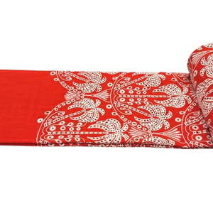 Tela tejida bordada con palmeras rojas, de algodón, transpirable y ligera, ideal para la confección de vestidos, saris y kurtis para niñas y mujeres. - Product Image 1