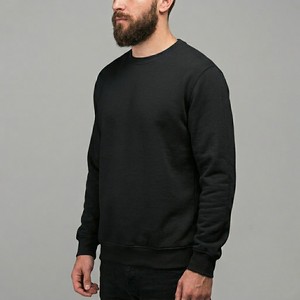 Sudadera Unisex Negra de Cuello Redondo, Premium, de Algodón Grueso, Estilo Casual Urbano, Invierno, Bordado 3D, Color Sólido, Larga - Product Image 5