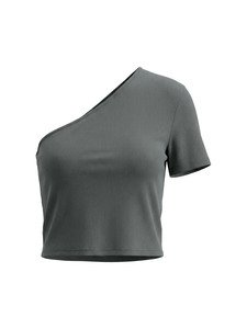 Sexy One Shoulder Rib Knit Crop T Shirt Fashion Asymmetrical Neck Crop Top Women Y2K Ribbed One Shoulder Slim Fit Tee Summer - Product Image 3