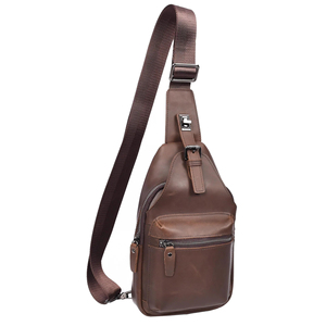 Sac bandoulière en cuir marron personnalisé, best-seller, avec boucle décorative, sac de poitrine, sac de voyage, organisateur de rangement, unisexe - Product Image 6