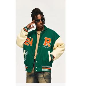 Veste universitaire de haute qualité pour hommes broderie en chenille personnalisée manches en cuir veste universitaire Baseball Letterman veste en cuir pour hommes - Product Image 1