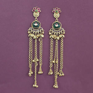 Boucles d'oreilles chandelier bohèmes plaquées or avec motif floral en zircon pour femmes, bijoux de fête - Product Image 1