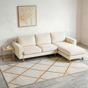 Sofá Seccional en Forma de L Tapizado en Corduroy Tradicional, Relleno de Espuma, Ecológico, Ideal para Espacios Pequeños, Sala de Estar - Product Image 1