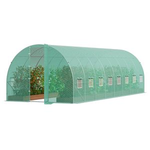 Serra a tunnel verde 27.4x9.5x7.4 piedi con telaio in acciaio zincato, serra per piante in PE verde, piccola serra a tunnel in PVC - Product Image 1