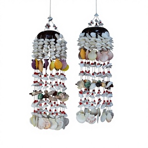 Carillon éolien artisanal en coquillages naturels écologiques, rideau perlé décoratif pour salon - Product Image 1