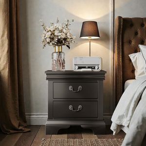 Comodino Classico in Legno 56x41x58 cm Nero - Product Image 1