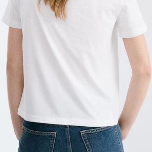 เสื้อยืดคอวีแขนสั้นผ้าฝ้าย 100% สำหรับผู้หญิง เนื้อนุ่ม ระบายอากาศดี เป็นมิตรกับสิ่งแวดล้อม ใส่สบายผิว เสื้อผ้าฤดูร้อน รับสกรีนโลโก้ - Product Image 4