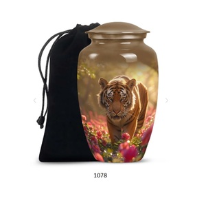 Urne funéraire de haute qualité, bleu marine, grande taille, pour cendres humaines, avec couvercle, urne commémorative pour cendres. - Product Image 5