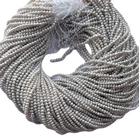 Perles d'eau douce naturelles grises blanchâtres de 3 mm 4 mm, lisses, en fil, vente en gros, pierres précieuses certifiées IGI, fournisseur direct Vivaaz Gems
