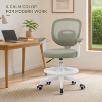 Chaise d'étude ergonomique pour enfants en maille grise avec hauteur réglable et pivotante pour la maison, le bureau et la salle de classe