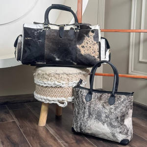 Haute qualité grande capacité en cuir de vachette véritable polochon et sac fourre-tout ensemble deux pièces pour les femmes à la main voyage et sac à bandoulière Combo - Product Image 4