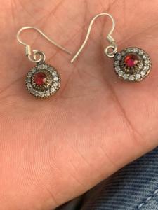 <b>Garnet</b> Gemst Designer Brands Jewelry High Quality Best Price Wholoselase Gemstone Brass Oxidized Antique Birthstone <b>Earring</b> - Product Image 4
