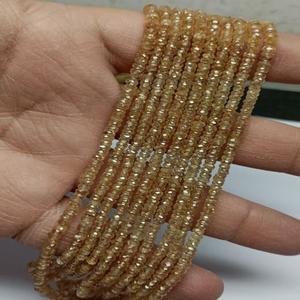 Perles Rondelles Facettées en Zircon Brun Naturel de Haute Qualité 3,50mm-4mm pour la Fabrication de Bijoux M.Y.GEMS NBZ-T211 Certifiées AIGS - Product Image 1