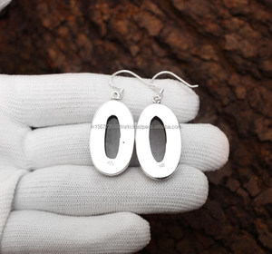 ต่างหูเงินสีดำโอนิกซ์925สเตอร์ลิงต่างหูอัญมณีต่างหูห้อยต่างหูแฮนด์เมดเครื่องประดับวันเกิดของขวัญสำหรับเพื่อน - Product Image 6